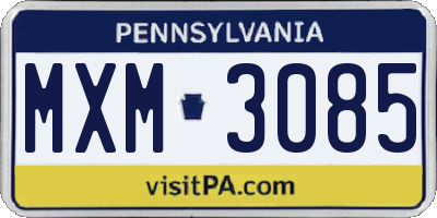 PA license plate MXM3085