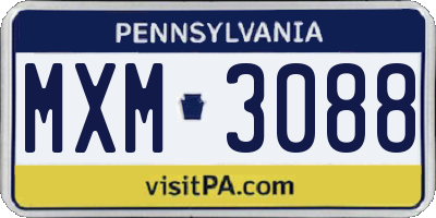 PA license plate MXM3088