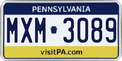 PA license plate MXM3089