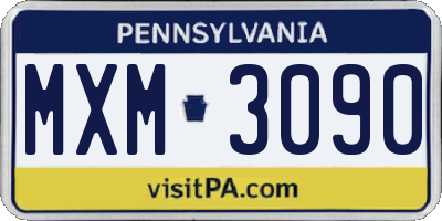 PA license plate MXM3090