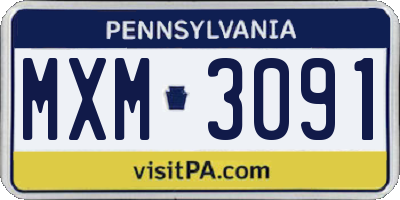 PA license plate MXM3091