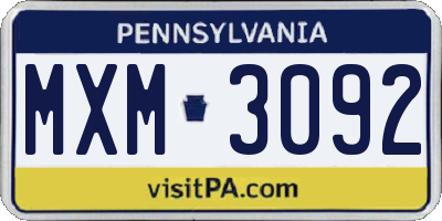 PA license plate MXM3092