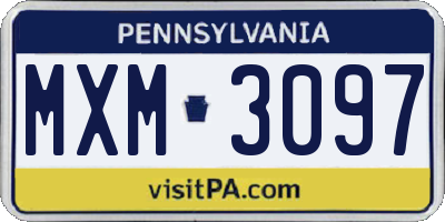 PA license plate MXM3097