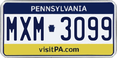PA license plate MXM3099