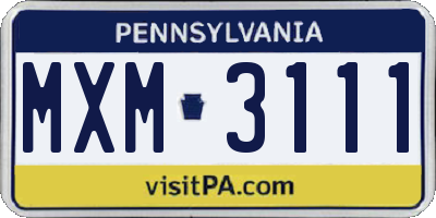 PA license plate MXM3111