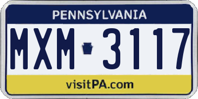 PA license plate MXM3117