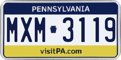 PA license plate MXM3119