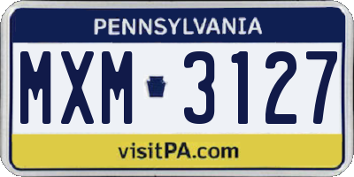 PA license plate MXM3127