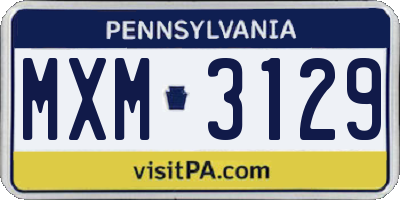 PA license plate MXM3129