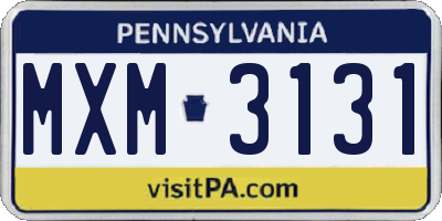 PA license plate MXM3131