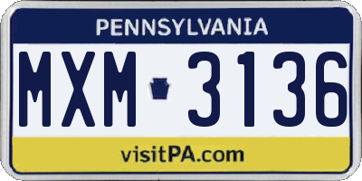 PA license plate MXM3136