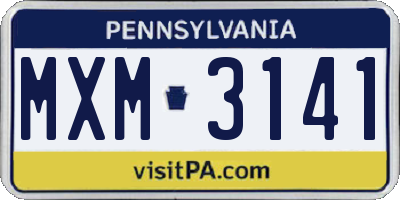 PA license plate MXM3141