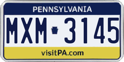 PA license plate MXM3145