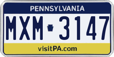 PA license plate MXM3147