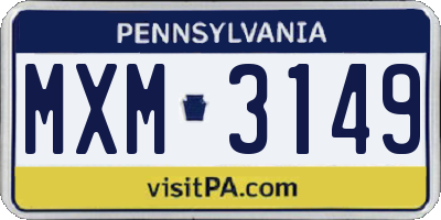 PA license plate MXM3149