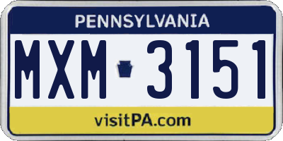 PA license plate MXM3151