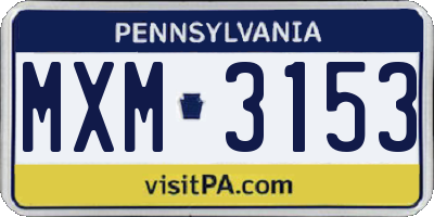 PA license plate MXM3153