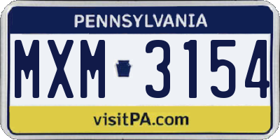PA license plate MXM3154
