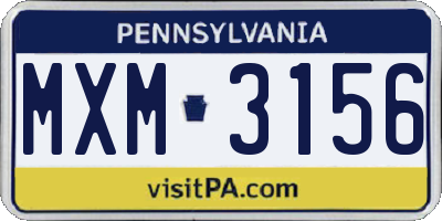 PA license plate MXM3156