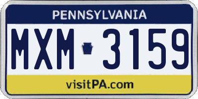 PA license plate MXM3159