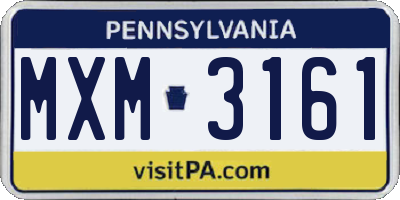 PA license plate MXM3161