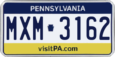 PA license plate MXM3162
