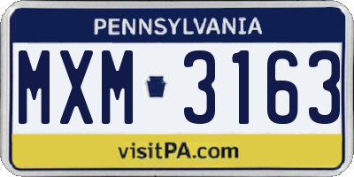 PA license plate MXM3163