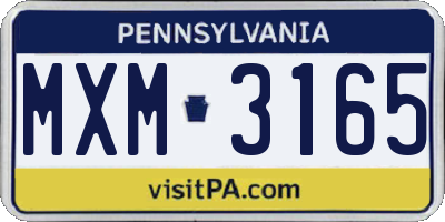 PA license plate MXM3165