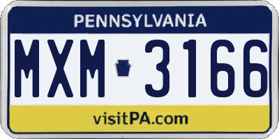 PA license plate MXM3166