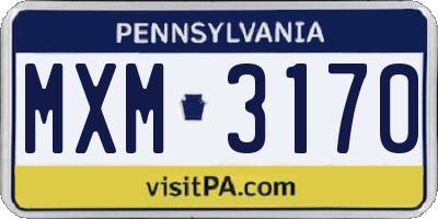 PA license plate MXM3170