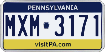 PA license plate MXM3171
