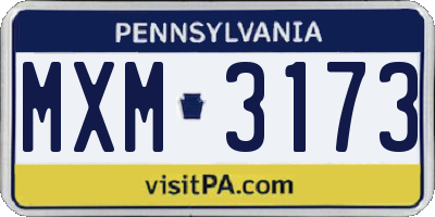 PA license plate MXM3173