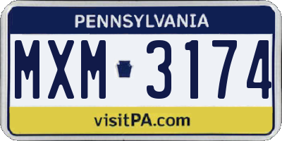PA license plate MXM3174