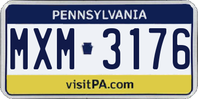 PA license plate MXM3176
