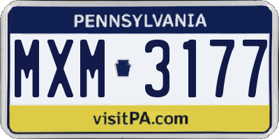 PA license plate MXM3177