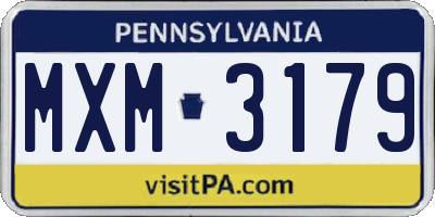 PA license plate MXM3179