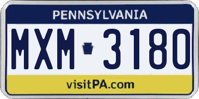 PA license plate MXM3180