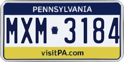 PA license plate MXM3184