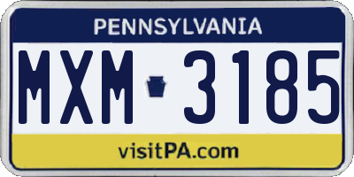 PA license plate MXM3185