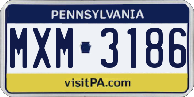 PA license plate MXM3186