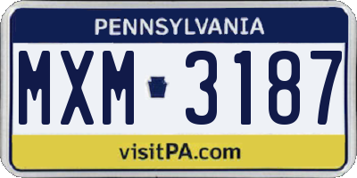 PA license plate MXM3187