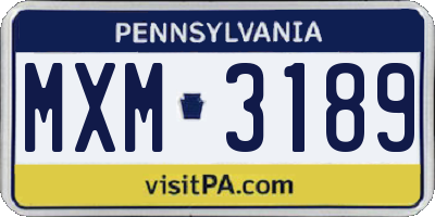 PA license plate MXM3189