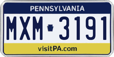 PA license plate MXM3191