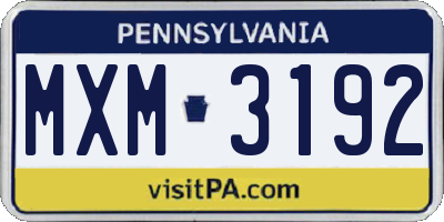PA license plate MXM3192