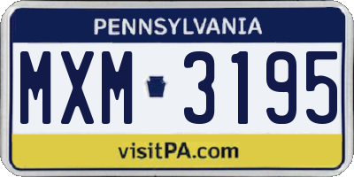 PA license plate MXM3195