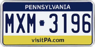 PA license plate MXM3196