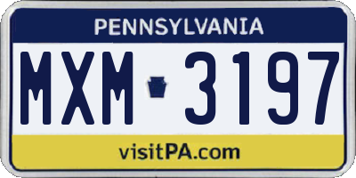 PA license plate MXM3197