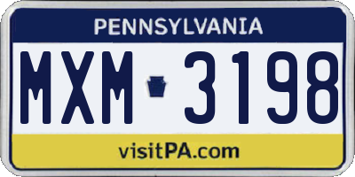 PA license plate MXM3198