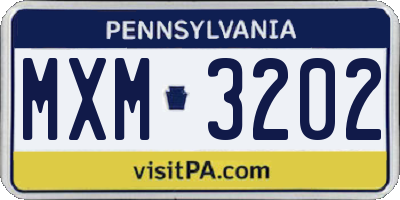 PA license plate MXM3202