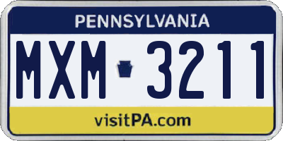 PA license plate MXM3211